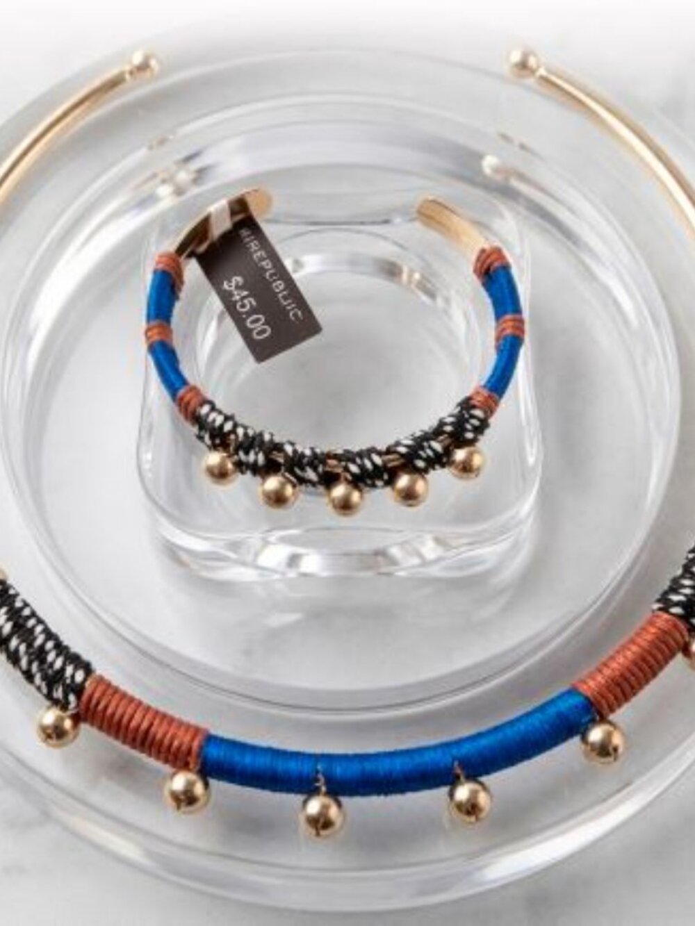 Clara Blue and Copper Beaded Charm Necklace by Banana Republic